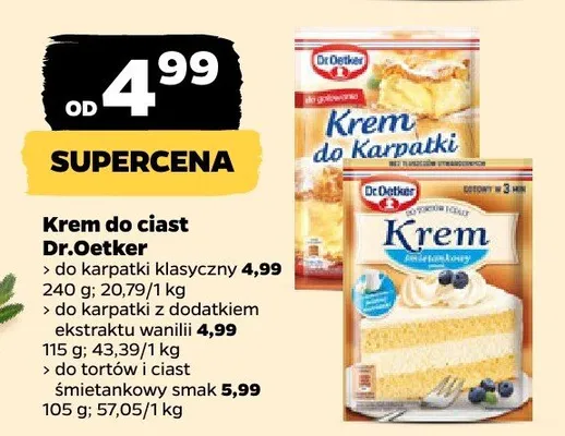 Krem do ciast do karpatki klasyczny, do karpatki z dodatkiem ekstraktu wanilii, do tortów i ciast śmietankowy smak promocja w Netto