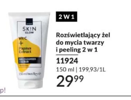 Rozświetlający żel do mycia twarzy i peeling 2 w 1 SKIN GLOW 11924 promocja w AVON