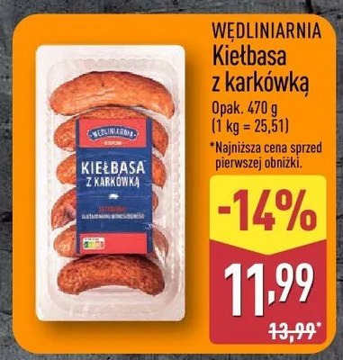 Kiełbasa z karkówką Wędliniarnia promocja w Aldi