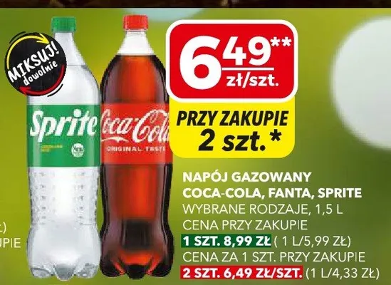 Napój gazowany Coca-Cola, Fanta, Sprite promocja w Top Market
