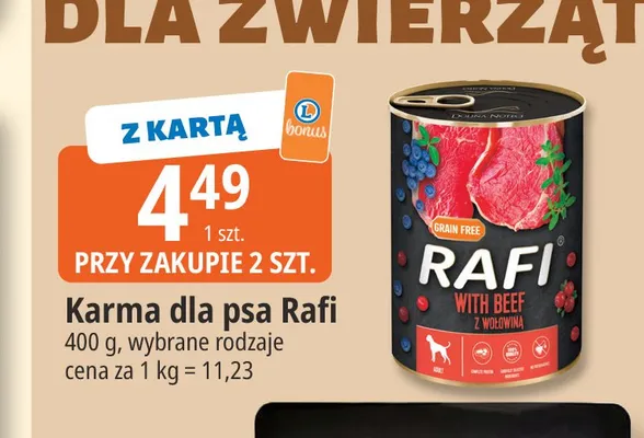 Karma dla psa z wołowiną Rafi promocja w Leclerc