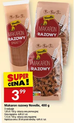 Makaron razowy Novelle spaghetti promocja w Twój Market