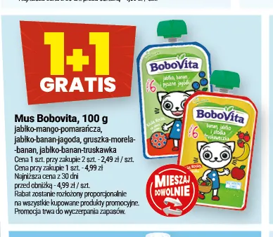 Mus BoboVita jabłko-banan-jagoda promocja w Twój Market