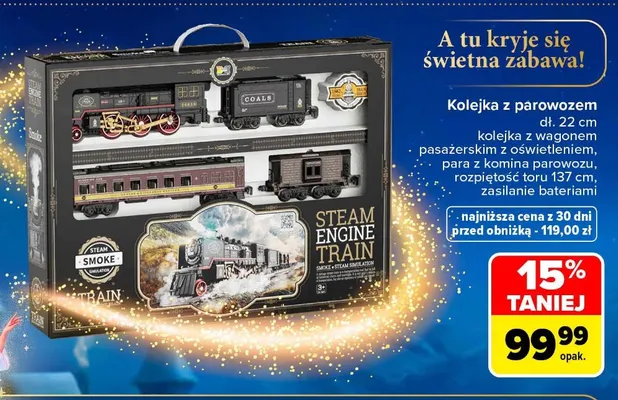 Kolejka z parowozem dł. 22 cm promocja w Carrefour