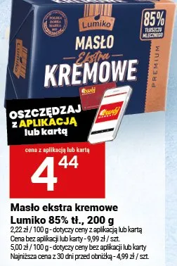 Masło ekstra kremowe Łumiko 85% tł. promocja w Twój Market
