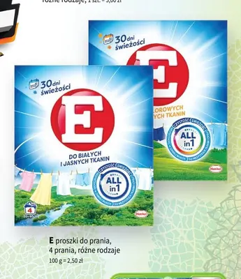 Proszek do prania do białych i jasnych tkanin E promocja w Drogerie Polskie
