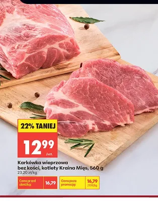 Karkówka wieprzowa bez kości kotlety Kraina Mięs promocja w Biedronka