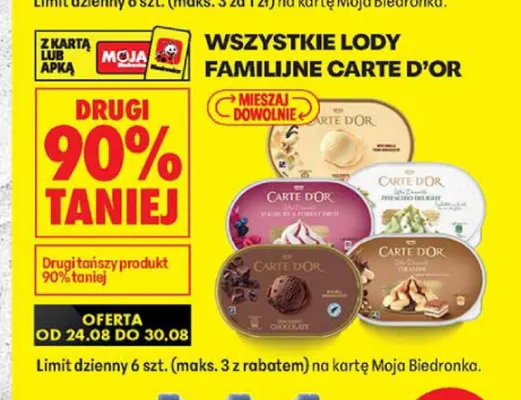 Lody familijne Carte d'Or Pistachio promocja w Biedronka