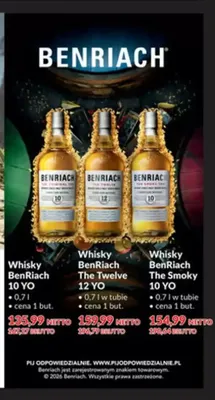 Whisky BenRiach The Smoky 10 YO w tubie promocja w Makro