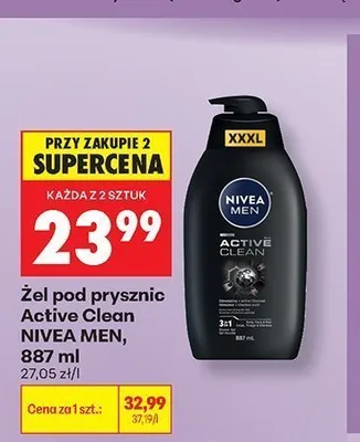 Żel pod prysznic Nivea Men Active Clean promocja w Biedronka