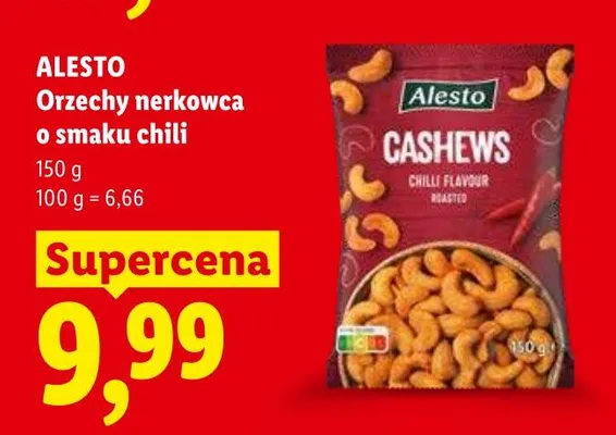 Orzechy nerkowca o smaku chili Alesto promocja w Lidl