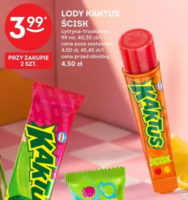Lody Kaktus Ścisk cytryna-truskawka promocja w Żabka