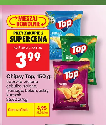 Chipsy Top zielona cebulka promocja w Biedronka