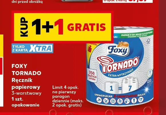 Ręcznik papierowy Foxy Tornado 3-warstwowy promocja w Kaufland