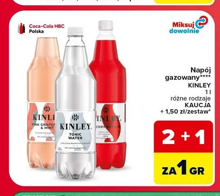 Napój gazowany Kinley Pink Grapefruit & Mint promocja w Carrefour