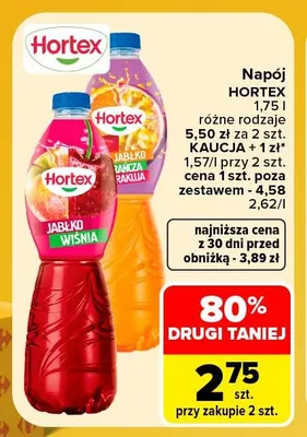 Napój Hortex jabłko-wiśnia promocja w Carrefour