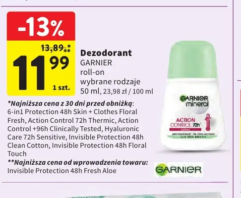 Dezodorant Garnier roll-on promocja w Intermarche