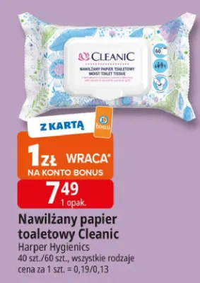 Nawilżany papier toaletowy Cleanic promocja w Leclerc