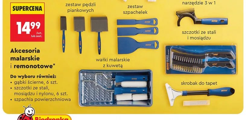 Szczotki ze stali i mosiądzu NITEO promocja w Biedronka