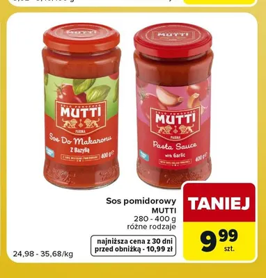 Sos pomidorowy z bazylią Mutti promocja w Carrefour Express