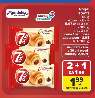 Rogal z nadzieniem kakaowym 7Days promocja w Carrefour