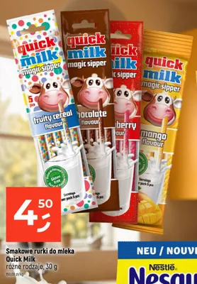 Smakowe rurki do mleka Quick Milk o smaku truskawkowym promocja w Dealz
