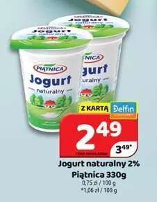 Jogurt naturalny 2% Piątnica promocja w Delfin