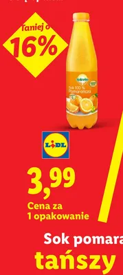 Sok pomarańczowy Solevita 100% promocja w Lidl
