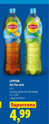 Herbata mrożona Lipton Ice Tea Zero green tea promocja w Lidl