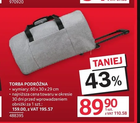 Torba podróżna 60x30x29 cm promocja w Selgros
