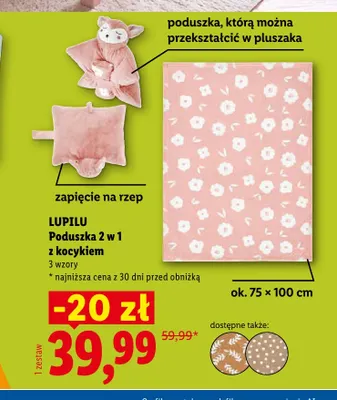 Poduszka 2 w 1 z kocykiem Lupilu promocja w Lidl