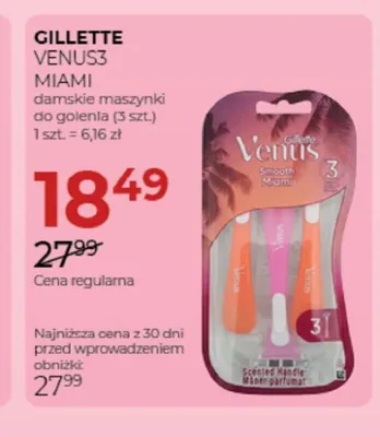 Damskie maszynki do golenia Gillette Venus3 Miami promocja w Drogerie Jawa
