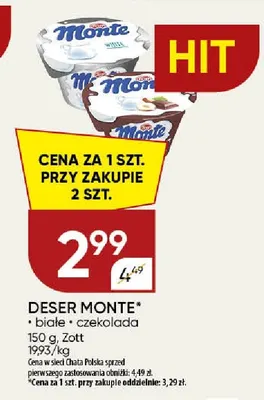 Deser Monte białe Zott promocja w Chata Polska