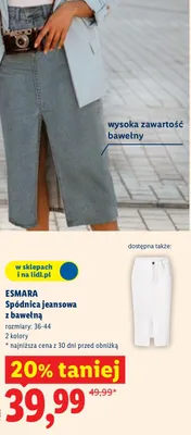 Spódnica jeansowa z bawełną promocja w Lidl