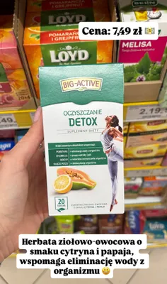 Herbata ziołowo-owocowa Oczyszczanie Detox smak cytryna papaja Big-Active promocja w Dino