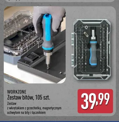 Zestaw bitów WORKZONE 105 szt. promocja w Aldi