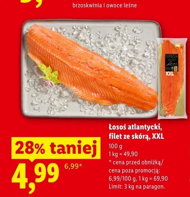 Łosoś atlantycki filet ze skórą Targ Rybny Lidla XXL promocja w Lidl