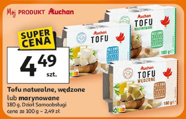 Tofu naturalne, wędzone lub marynowane promocja w Auchan