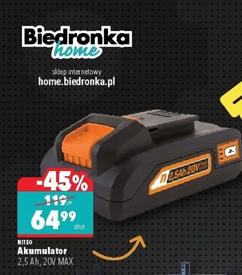 Akumulator 2,5Ah, 20V MAX Niteo promocja w Biedronka Home
