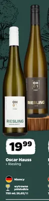 Wino białe Oscar Hauss Riesling wytrawne promocja w Netto