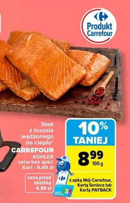 Stek z łososia wędzonego na ciepło Carrefour promocja w Carrefour