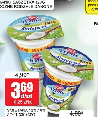 Śmietana 12% Zott Primo promocja w Bingo
