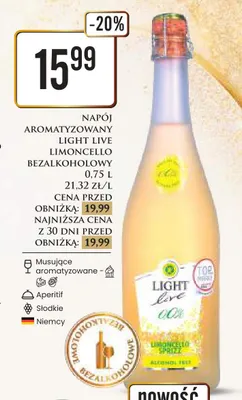 Napój aromatyzowany Light Live Limoncello bezalkoholowy promocja w Dino