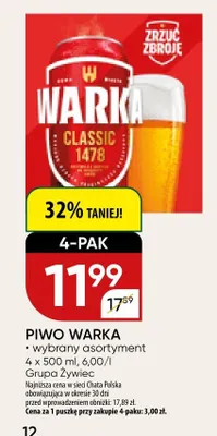 Piwo Warka 4-pak promocja w Chata Polska