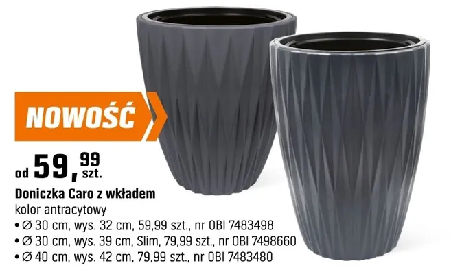 Doniczka Caro z wkładem Ø 40 cm wys. 42 cm promocja w OBI