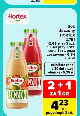 Sok tłoczony Hortex promocja w Carrefour Market