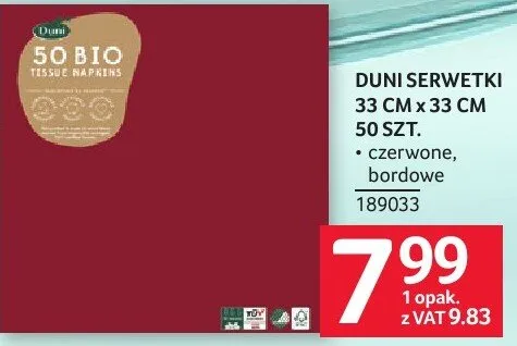 Serwetki Duni 33cm x 33cm 50szt. promocja w Selgros