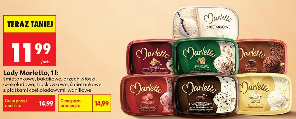 Lody Marletto orzech włoski promocja w Biedronka