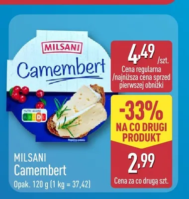 Camembert Milsani promocja w Aldi