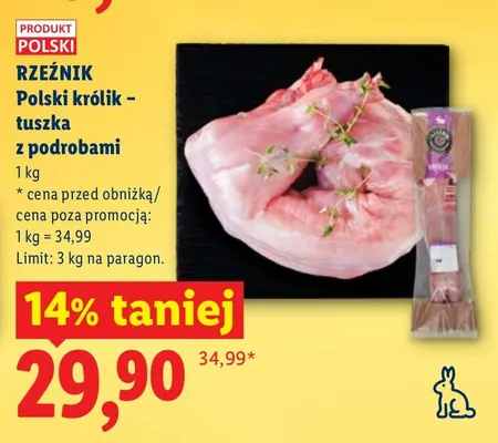 Polski królik - tuszka z podrobami promocja w Lidl